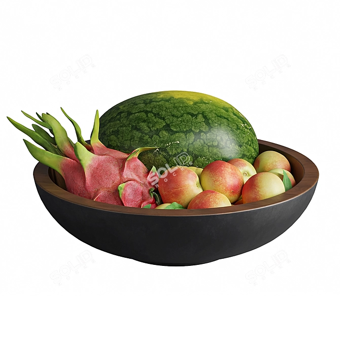  Rustic Wooden Fruit Bowl 3D model image 2