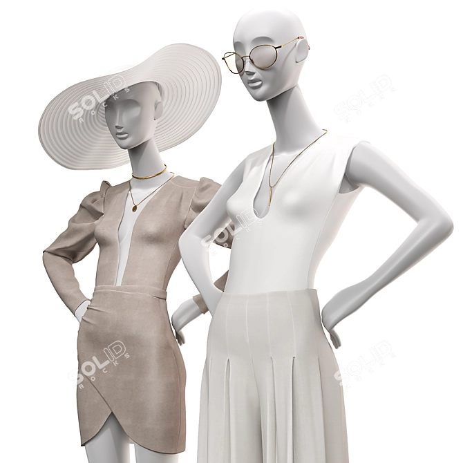 Mannequin Set for Store Decor 3D model image 2