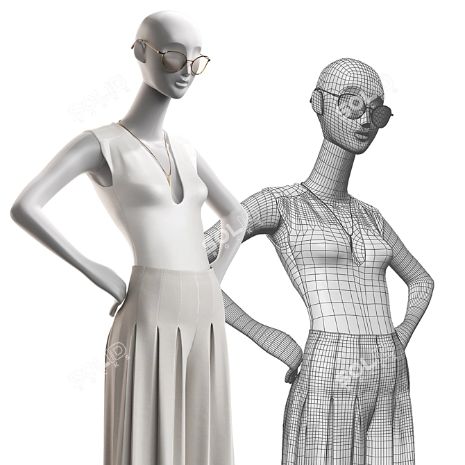 Mannequin Set for Store Decor 3D model image 4