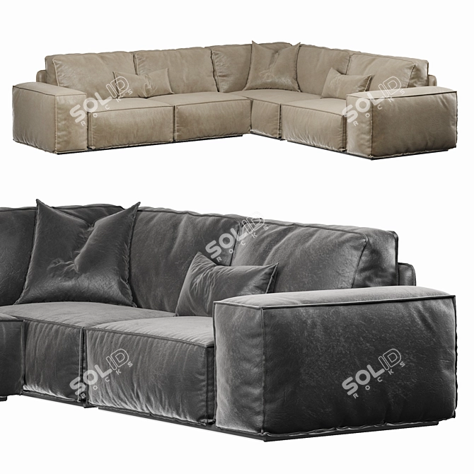 Modern Designer Wooden Frame Sofa 3D model image 1