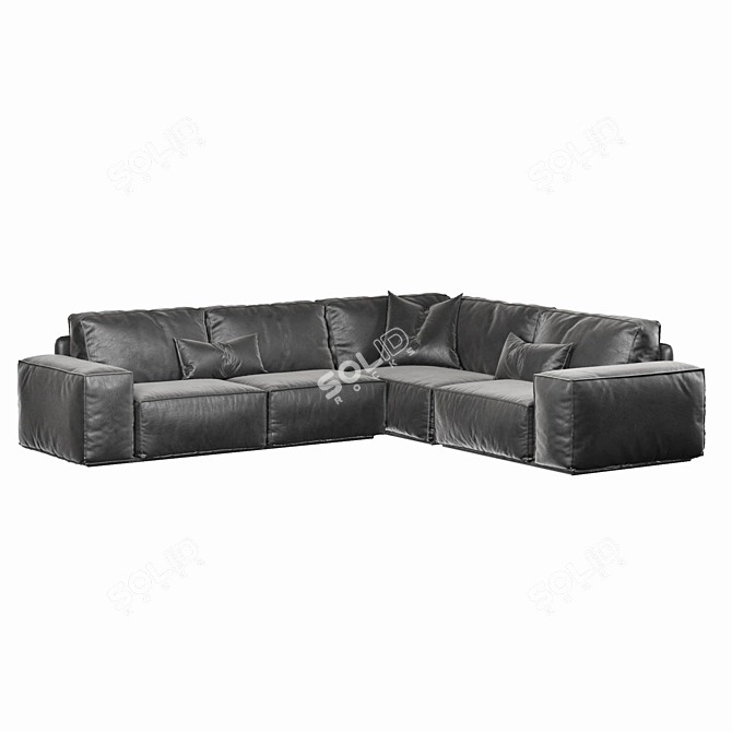 Modern Designer Wooden Frame Sofa 3D model image 2