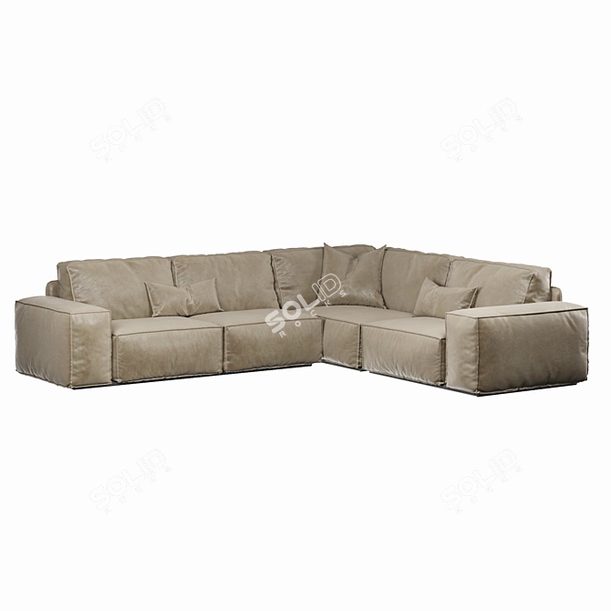 Modern Designer Wooden Frame Sofa 3D model image 3