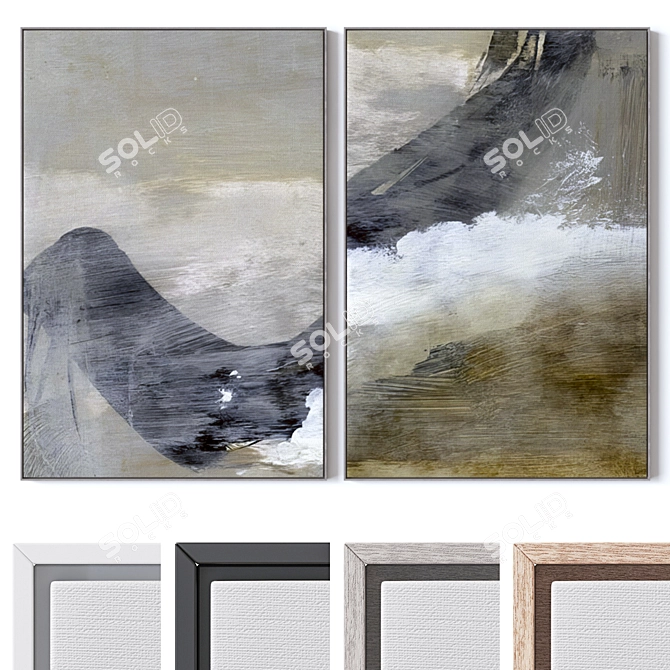 Large Wall Paintings Set 3DSMax 3D model image 1