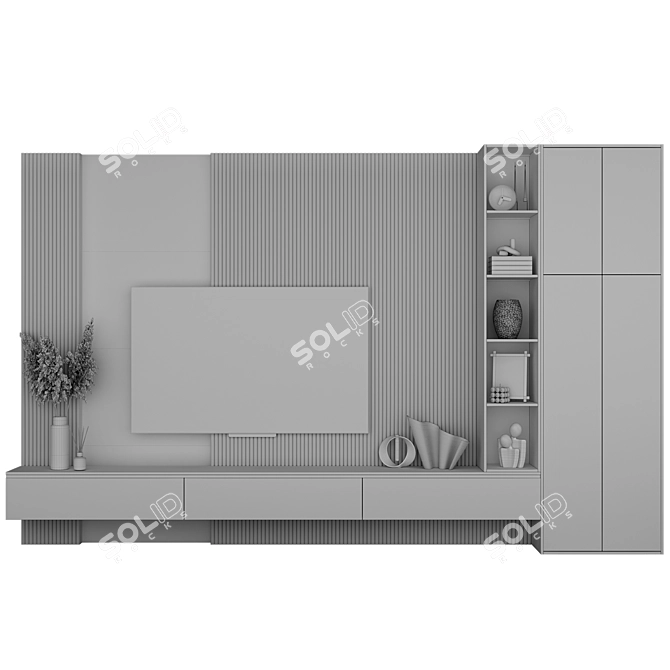 Modern TV Wall Unit with Editable Modules 3D model image 5