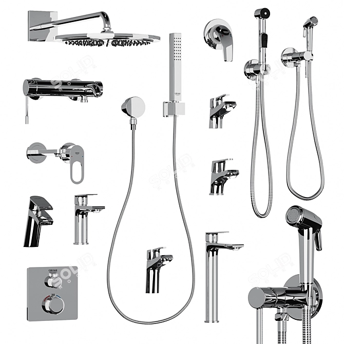 Modern Bathroom Mixer Set: Clever & Grohe 3D model image 3