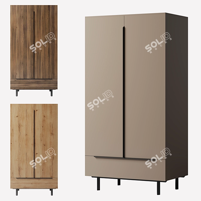 Damien Double Wardrobe Natural Oak 3D model image 1