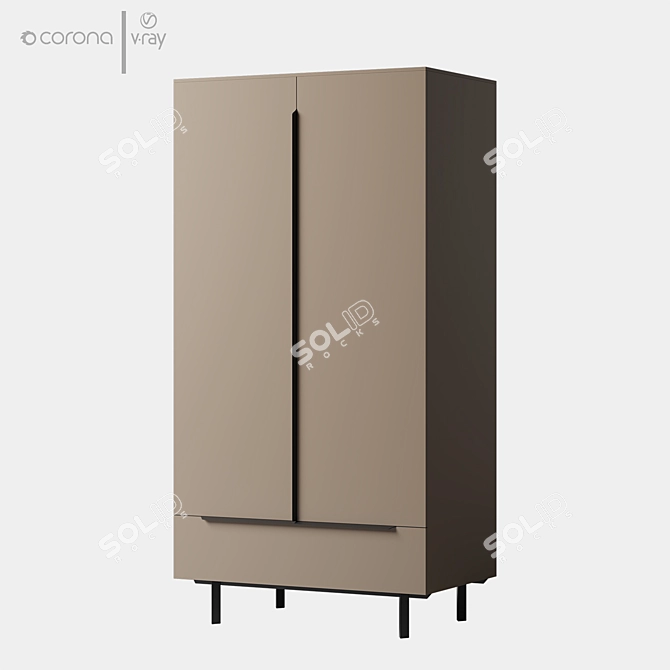 Damien Double Wardrobe Natural Oak 3D model image 5