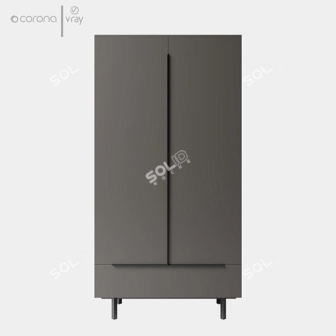 Damien Double Wardrobe Natural Oak 3D model image 6