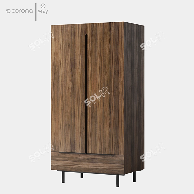 Damien Double Wardrobe Natural Oak 3D model image 8