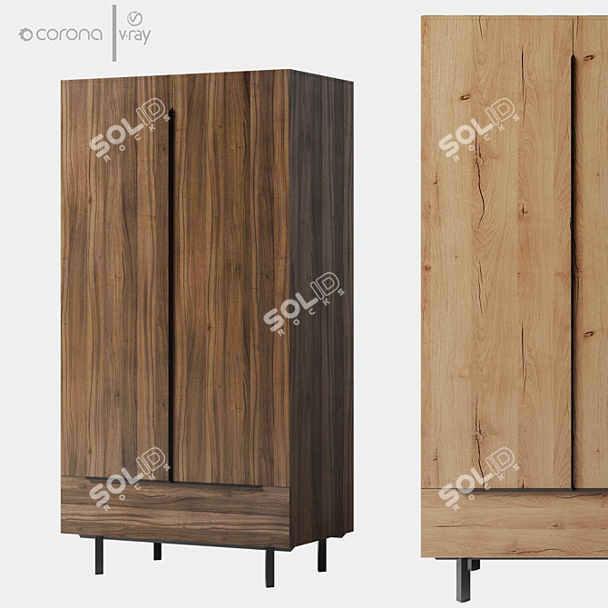 Damien Double Wardrobe Natural Oak 3D model image 9