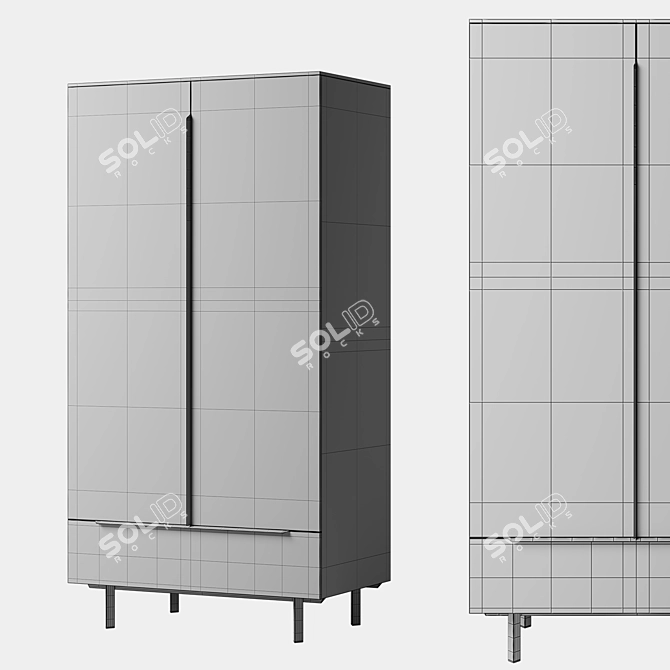 Damien Double Wardrobe Natural Oak 3D model image 11