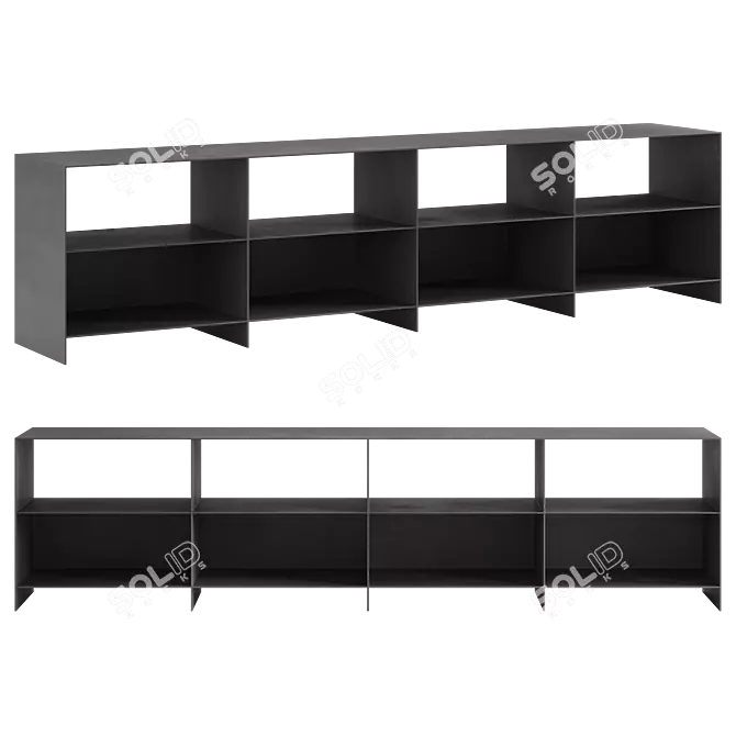 Industrial Steel Bookshelf 3D model image 1