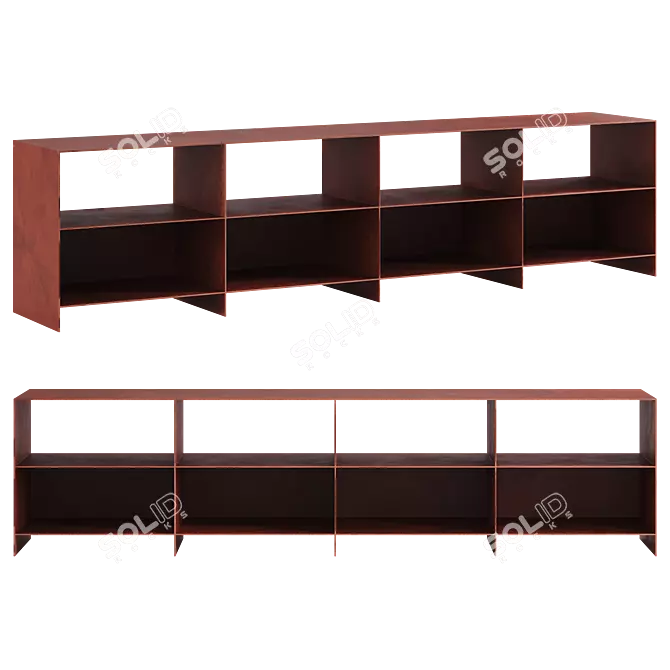 Industrial Steel Bookshelf 3D model image 4