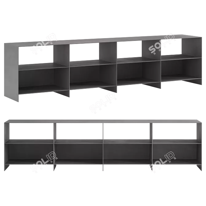 Industrial Steel Bookshelf 3D model image 6