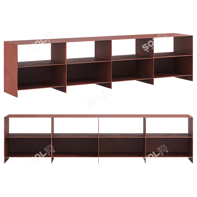 Industrial Steel Bookshelf 3D model image 9