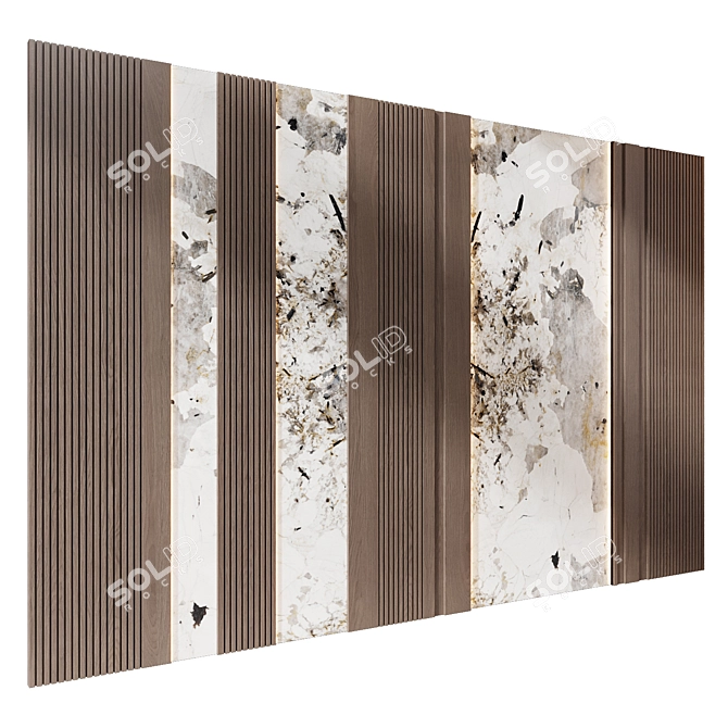 Marble Wood Wall Panel Set 3D model image 1