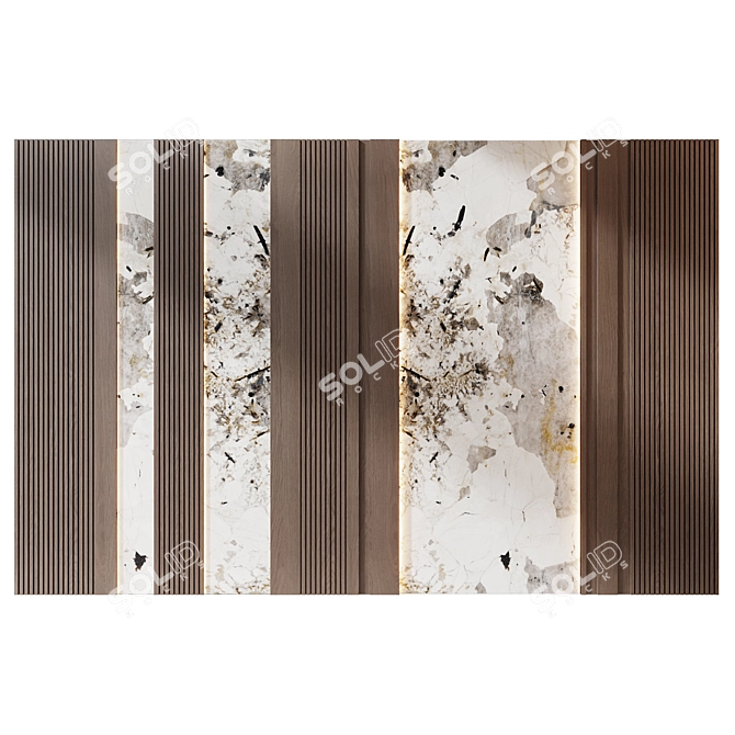 Marble Wood Wall Panel Set 3D model image 2