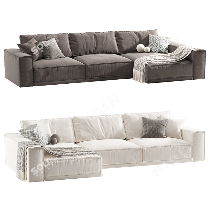 Rafael Chaise Sofa: Contemporary Elegance 3D model image 3