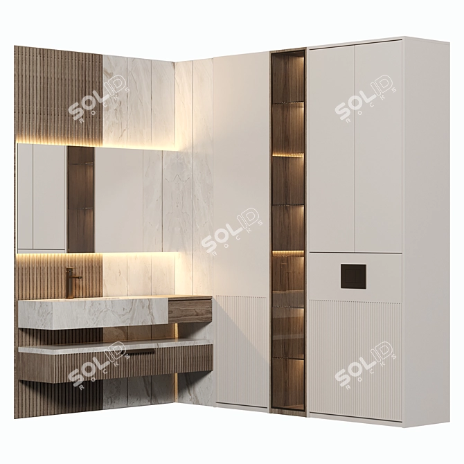 Elegant Modular Bathroom Cabinet 3D model image 1