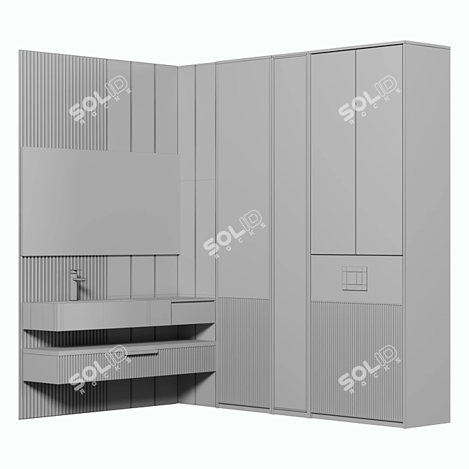 Elegant Modular Bathroom Cabinet 3D model image 4