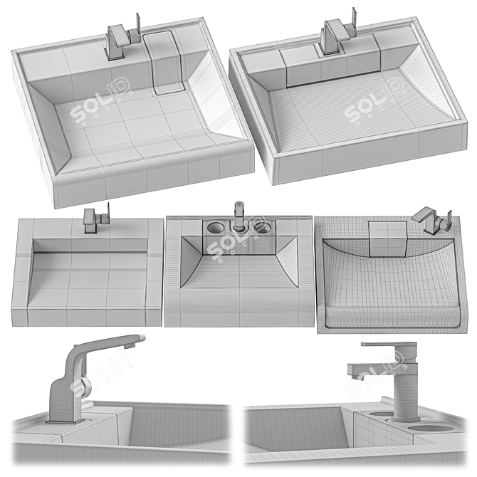 Aquaton Рейн 60 cm Graphite Sink 3D model image 3