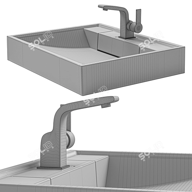 Aquaton Рейн 60 cm Graphite Sink 3D model image 7