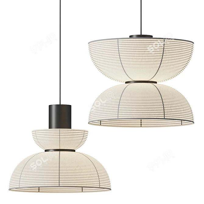 Elegant Japanese Pendant Light 3D model image 1