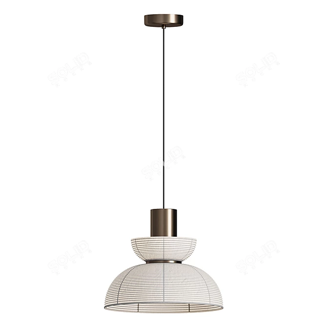 Elegant Japanese Pendant Light 3D model image 2