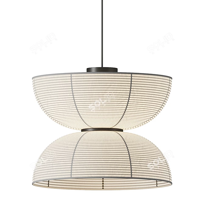 Elegant Japanese Pendant Light 3D model image 3