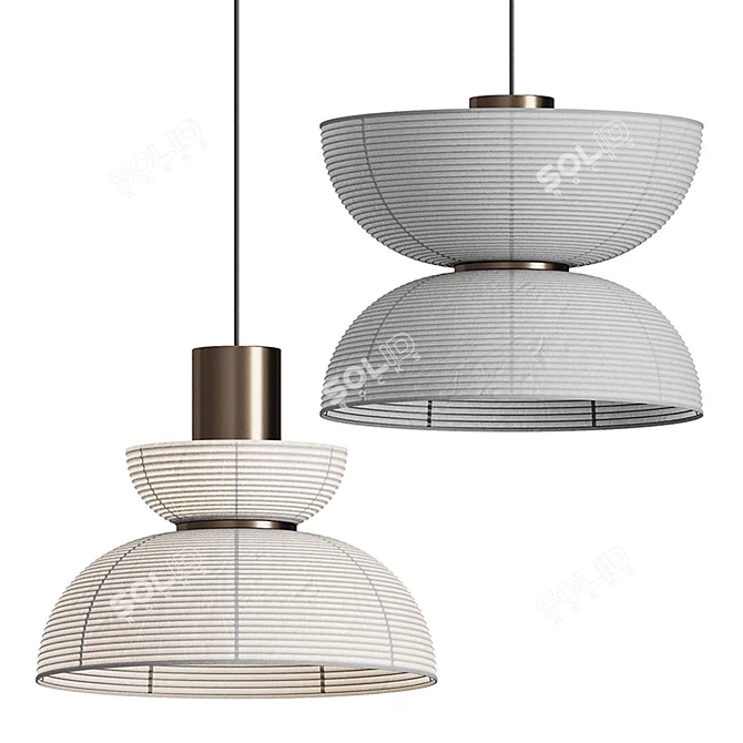 Elegant Japanese Pendant Light 3D model image 4