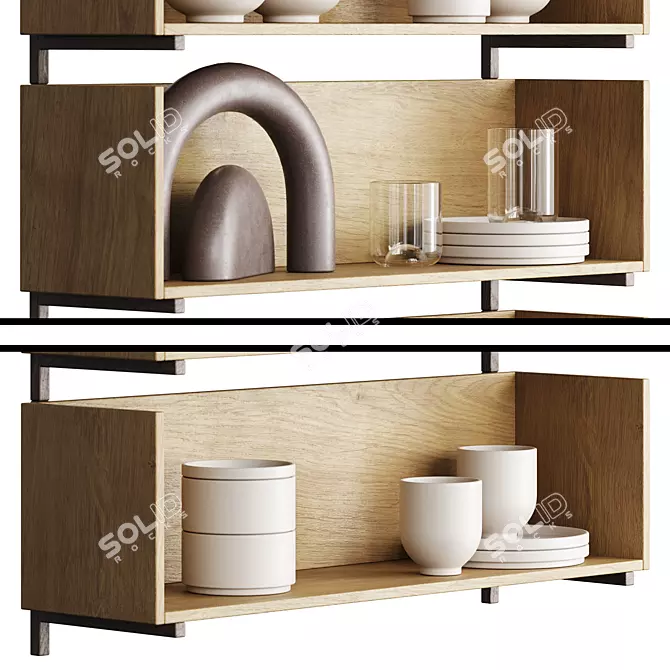 Minimalist Wall Shelf Decor Set 3D model image 3