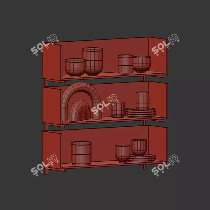 Minimalist Wall Shelf Decor Set 3D model image 4