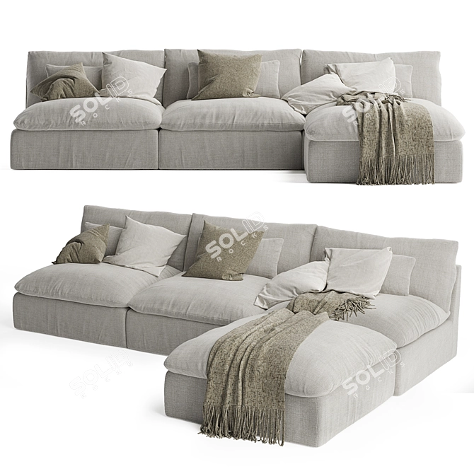 Luxurious ARIA Chaise Sectional Sofa 3D model image 1