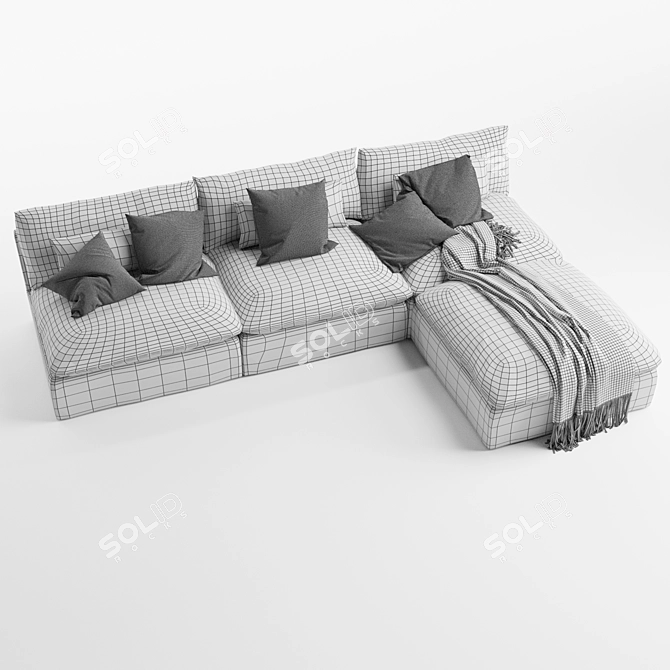 Luxurious ARIA Chaise Sectional Sofa 3D model image 7