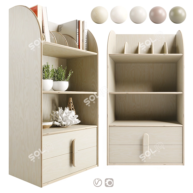 Montessori Bookshelf with Drawers 3D model image 1