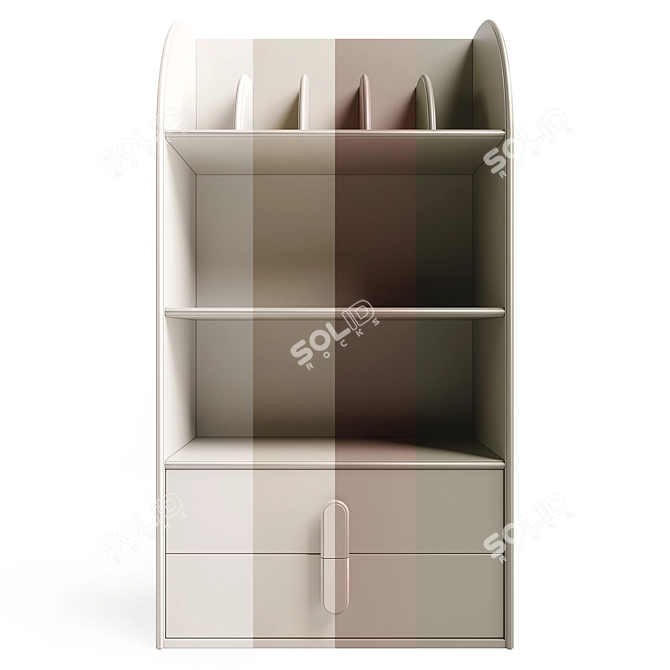 Montessori Bookshelf with Drawers 3D model image 3