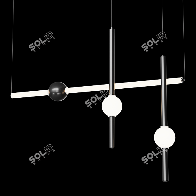 Modern LED Suspension Light Fixture 3D model image 5