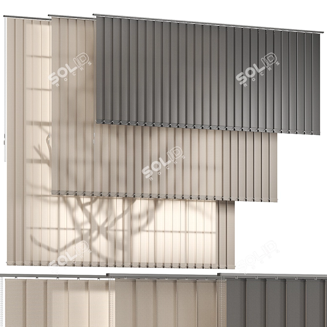  Customizable Vertical Blinds Set 3D model image 1