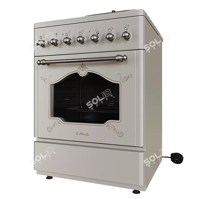 Retro Style ilMonte Gas Electric Range 3D model image 7