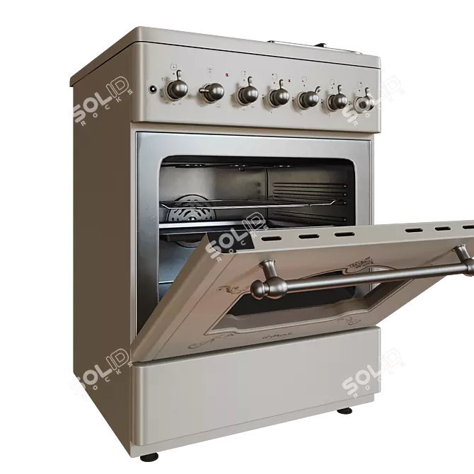 Retro Style ilMonte Gas Electric Range 3D model image 8