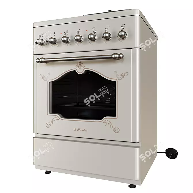 Retro Style ilMonte Gas Electric Range 3D model image 13