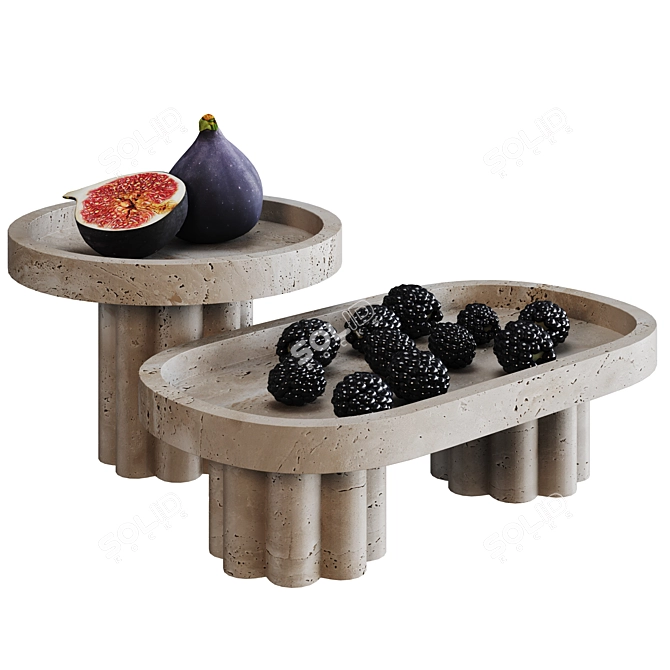 Travertine Vase with Fruits 3D model image 1