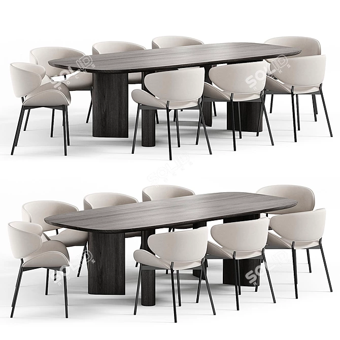 Modern Tess Chair Geometric Table 3D model image 5