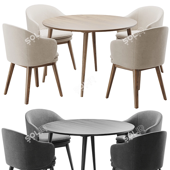 Modern Dining Chair Set 142 3D model image 1