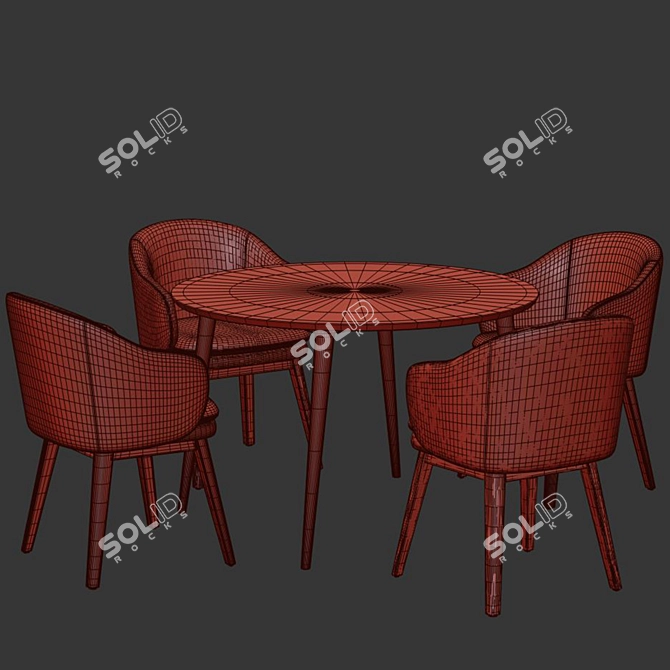 Modern Dining Chair Set 142 3D model image 6