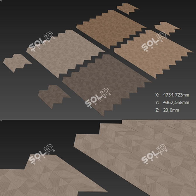 Golden Leaf Parquet Panels 3D model image 7