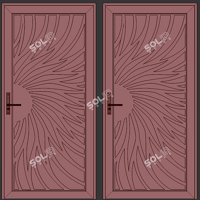 Modern Entrance Door Set82 3D model image 7