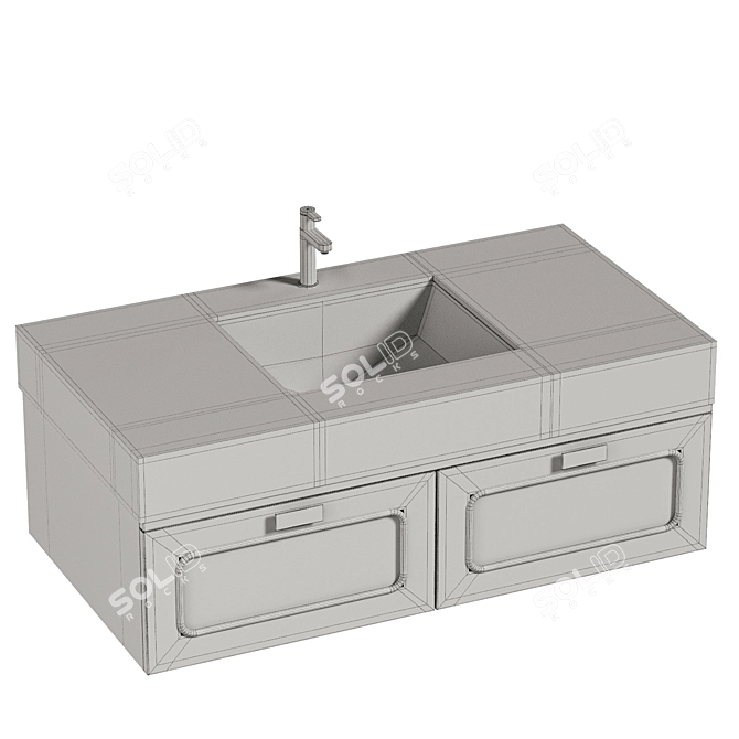  Floating Stone Vanity Rattan Door 3D model image 4