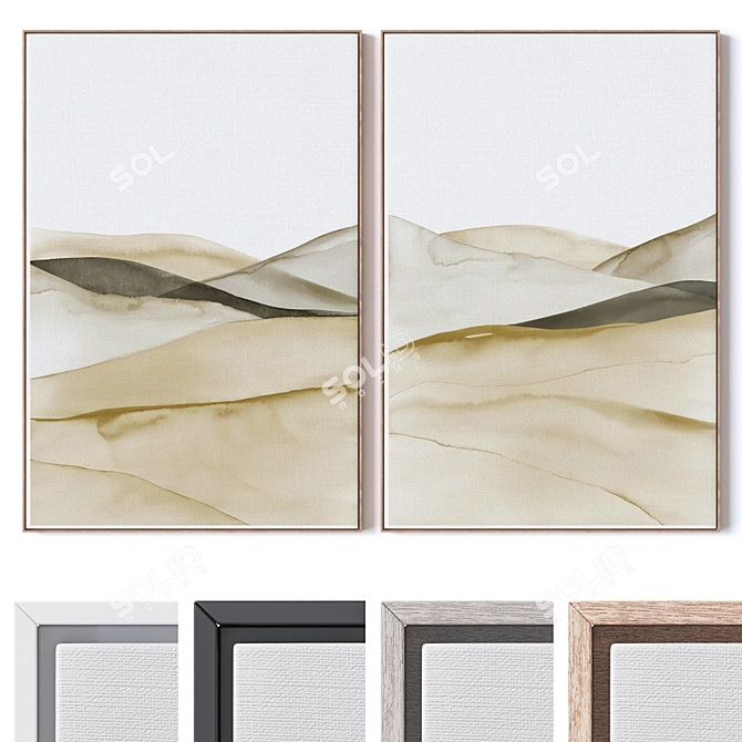 Modern Wall Paintings Set 3DsMax 3D model image 1