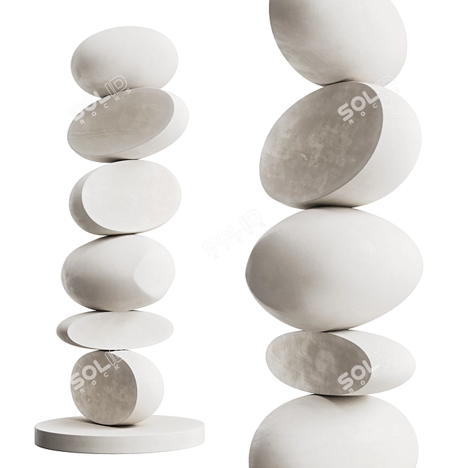 Modern Minimalist Totem Sculpture 3D model image 1